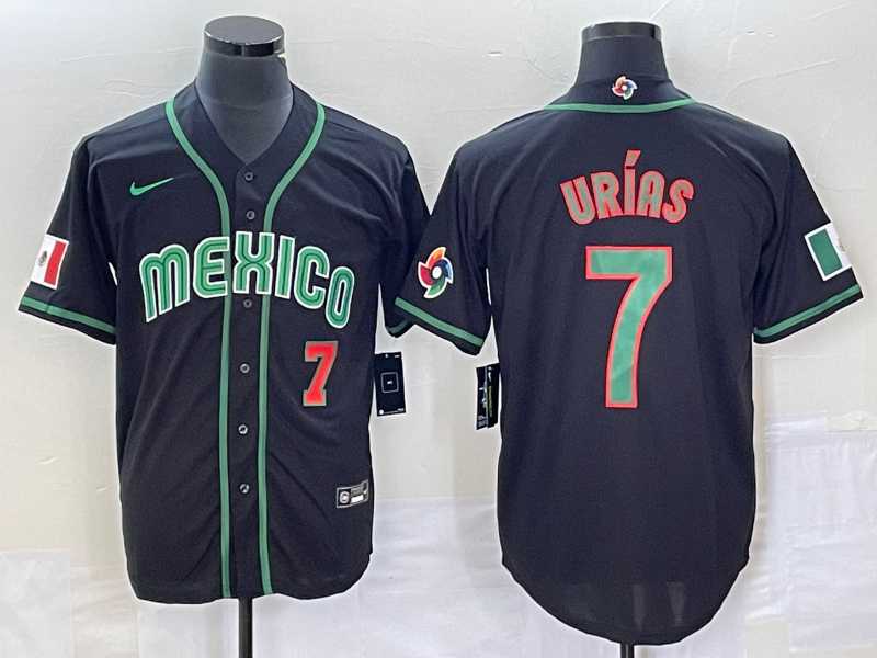 Mens Mexico Baseball #7 Julio Urias Number 2023 Black World Classic Stitched Jersey5